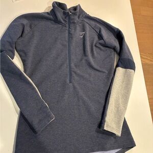 Gymshark Navy and Light Gray Quarter-Zip Pullover size Med